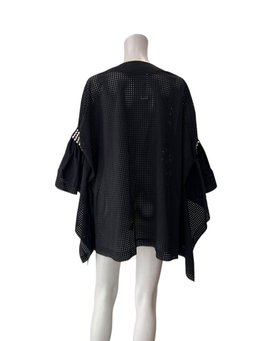$1936 Junya Watanabe Black Perforated Faux Pearl Embellished Shirt size Medium - Picture 8 of 11